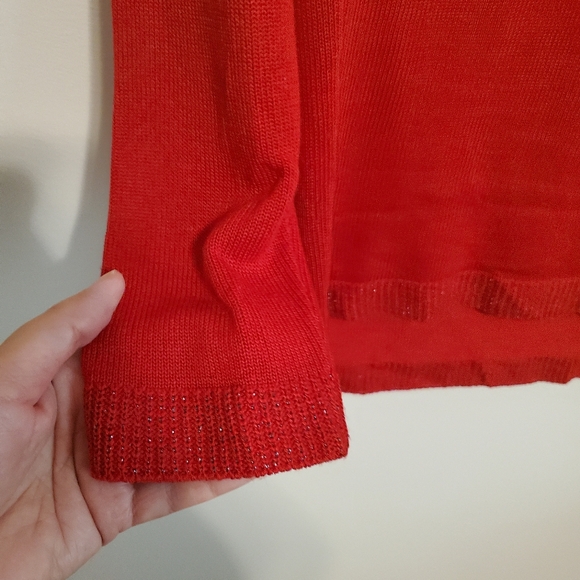 APT 9 Long Tunic Red Sweater with Metallic Threading Large - Picture 16 of 16